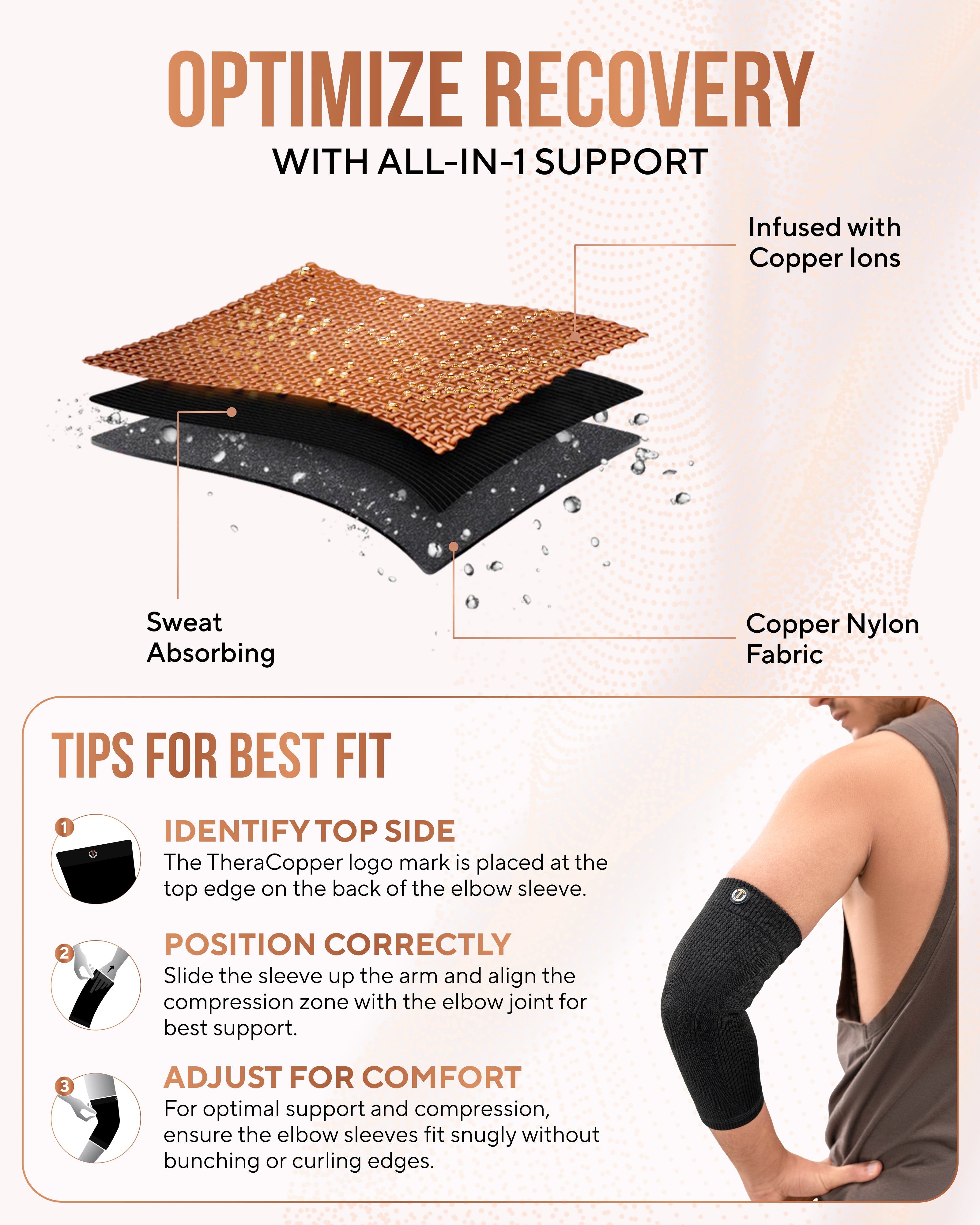 Copper Compression Elbow Sleeves (2 Pack)