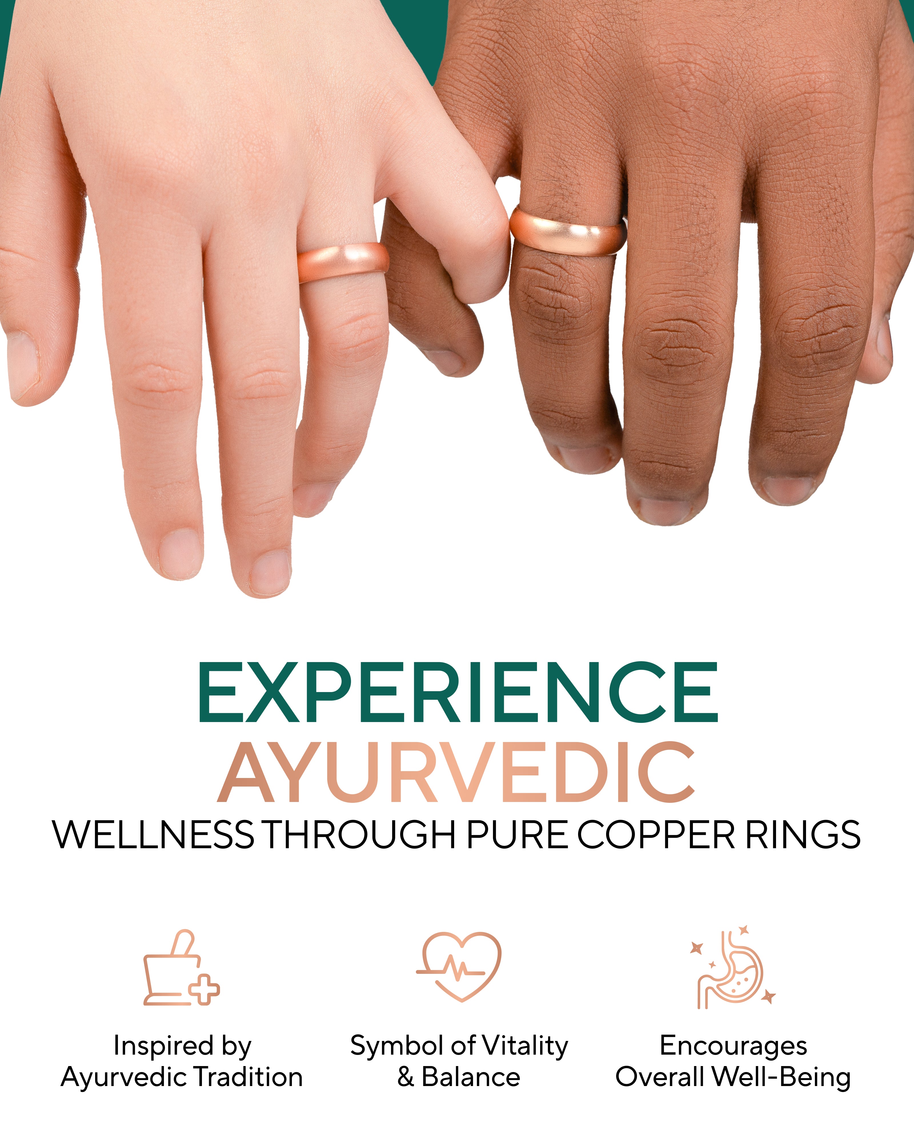 Smooth domed copper ring design 6mm