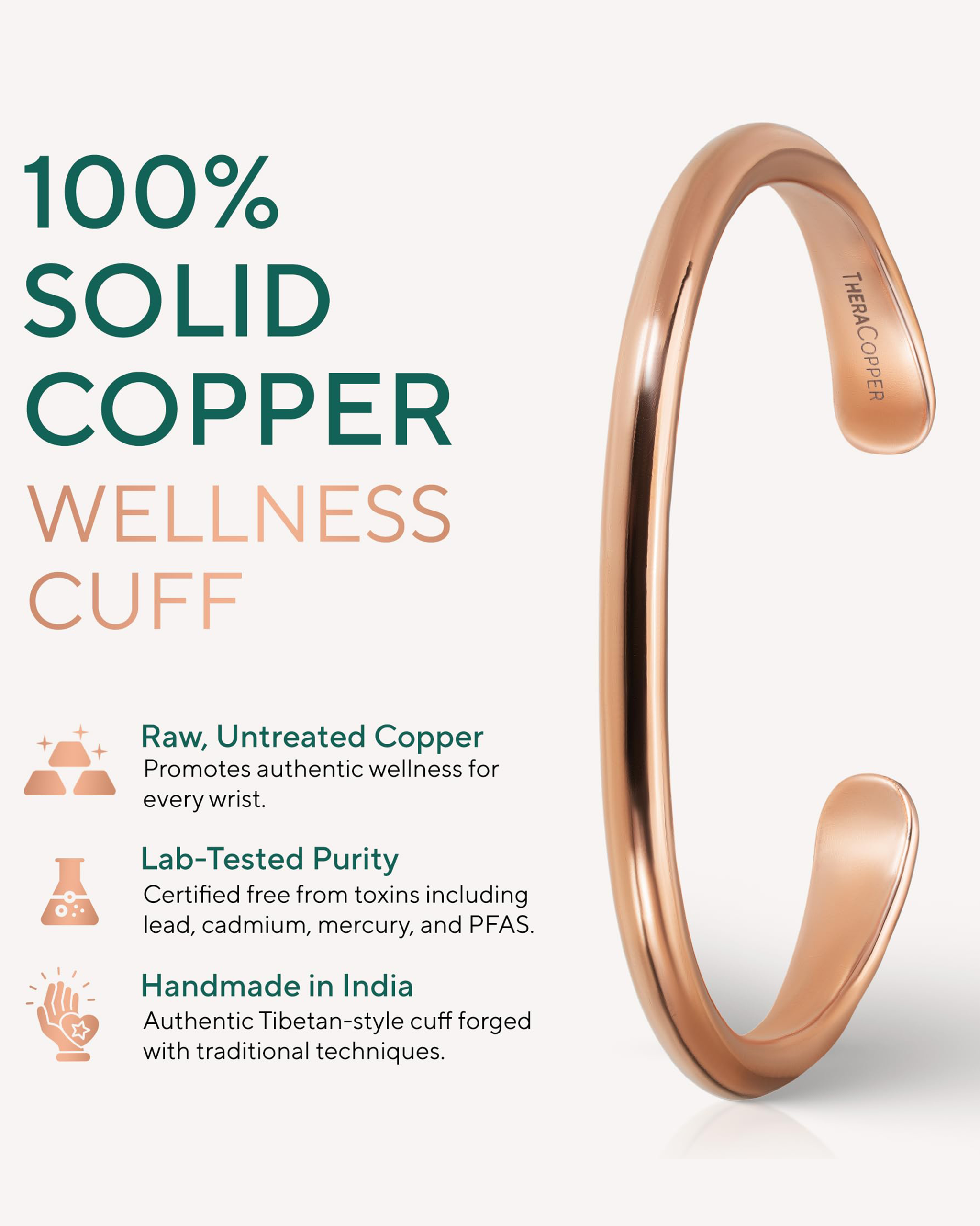 Pure Copper Cuff Bracelet – Barrel