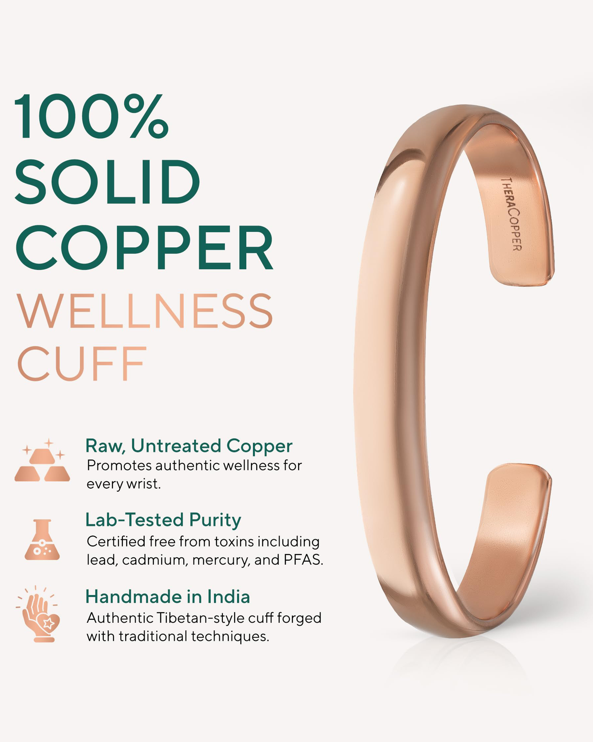 Pure Copper Cuff Bracelets – Plain