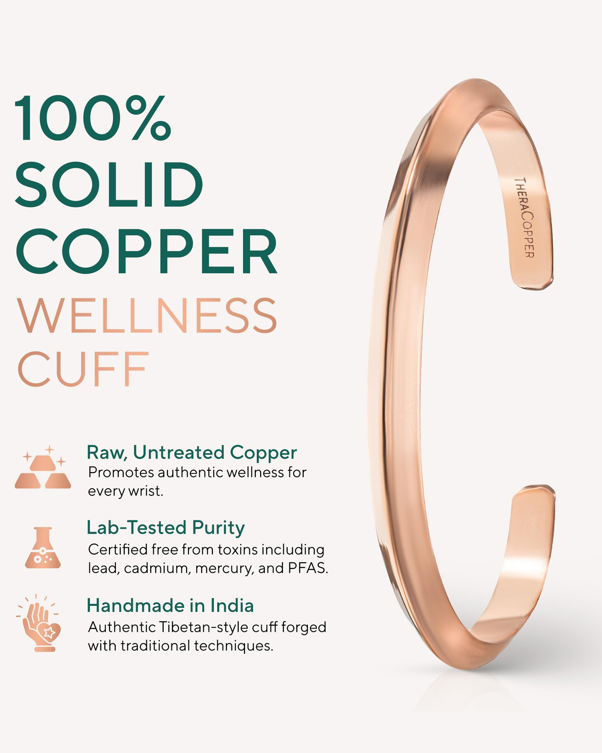 Pure Copper Cuff Bracelet – Prism