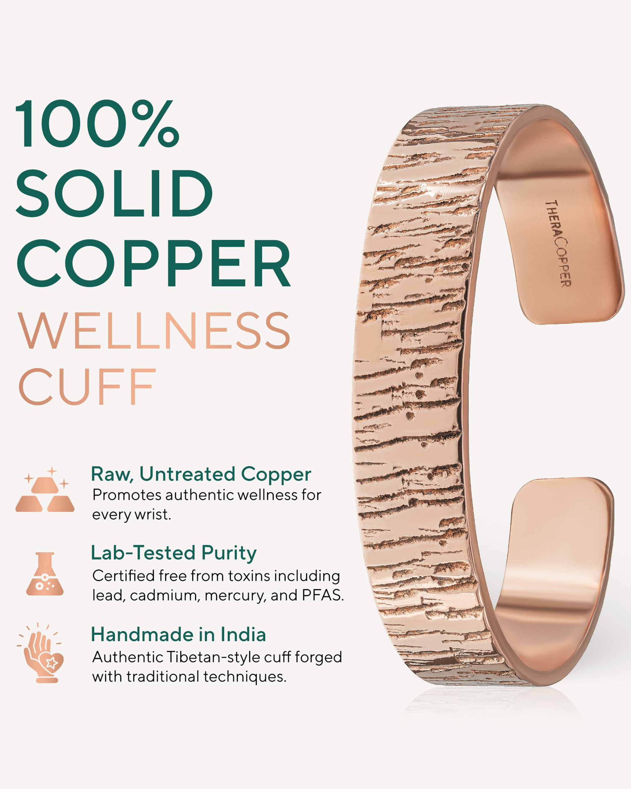 Pure Copper Cuff Bracelet – Timber