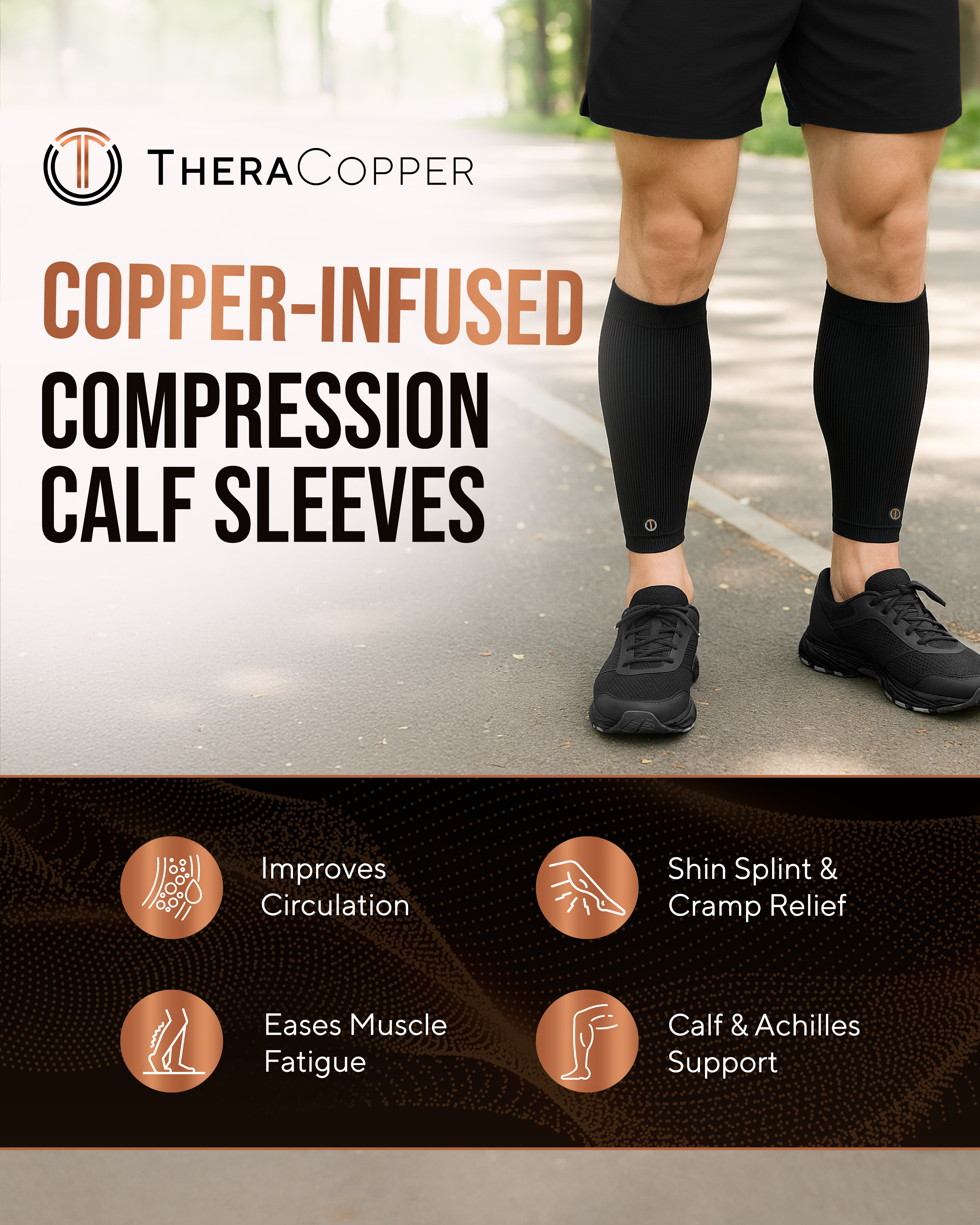 Copper Calf Compression Sleeves (2 Pack)