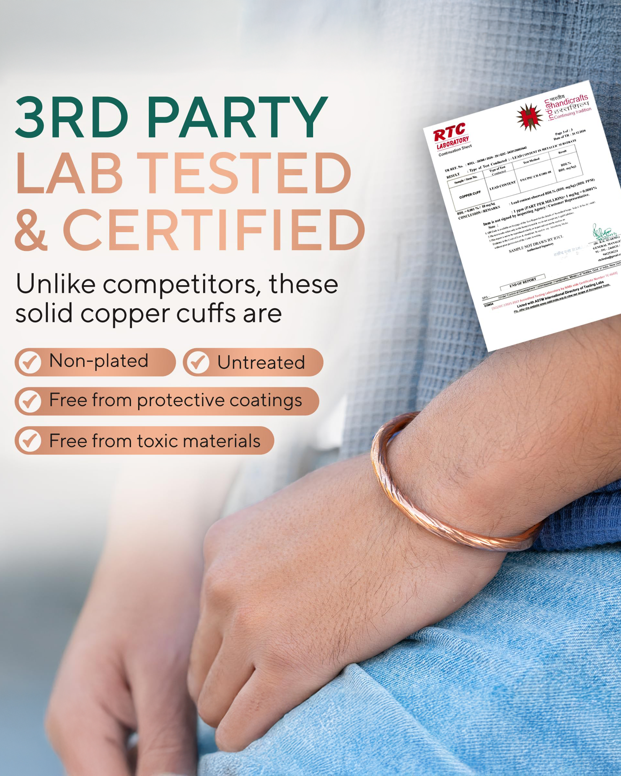 Pure Copper Cuff Bracelet – Distressed