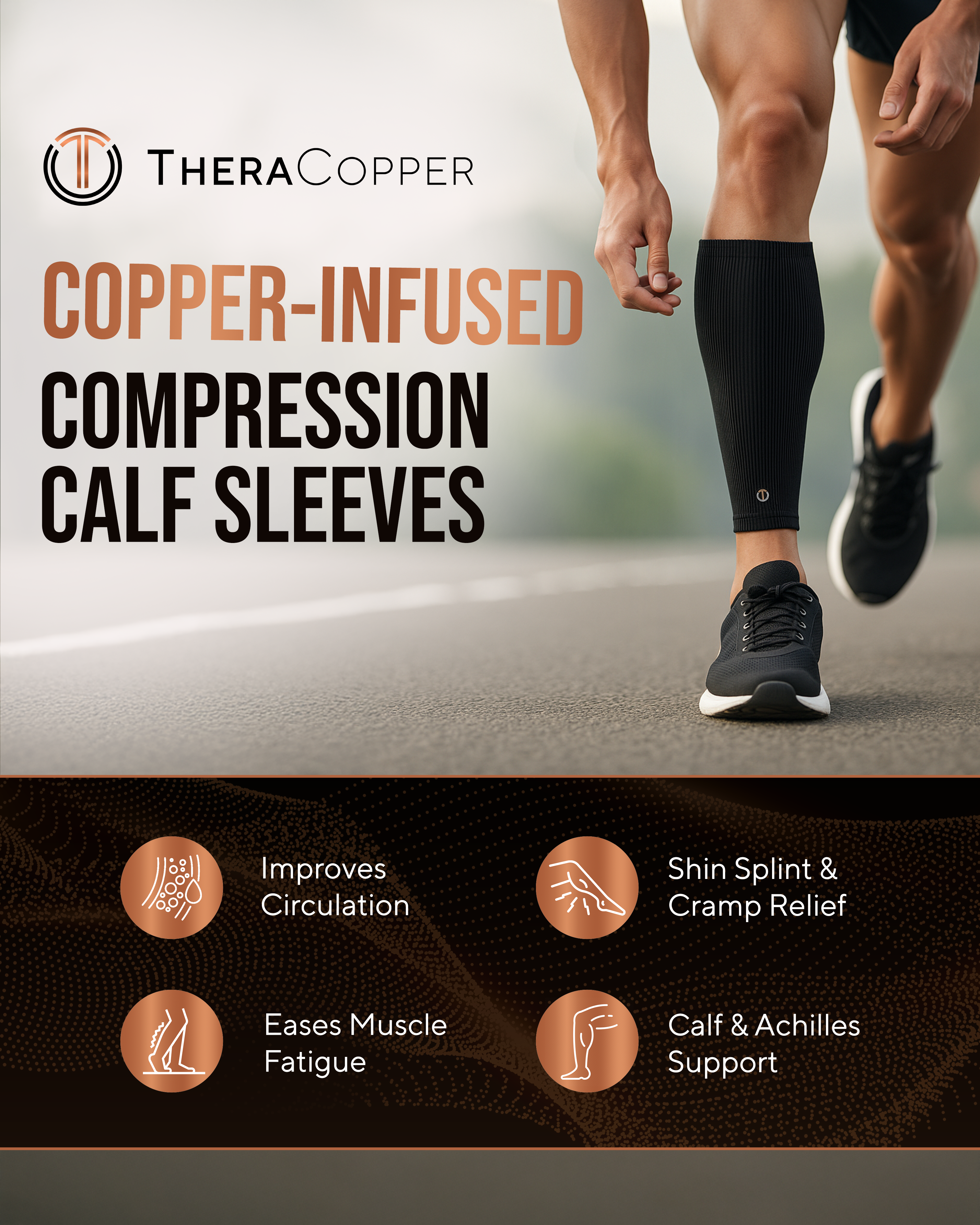 Copper Calf Compression Sleeves (2 Pack)