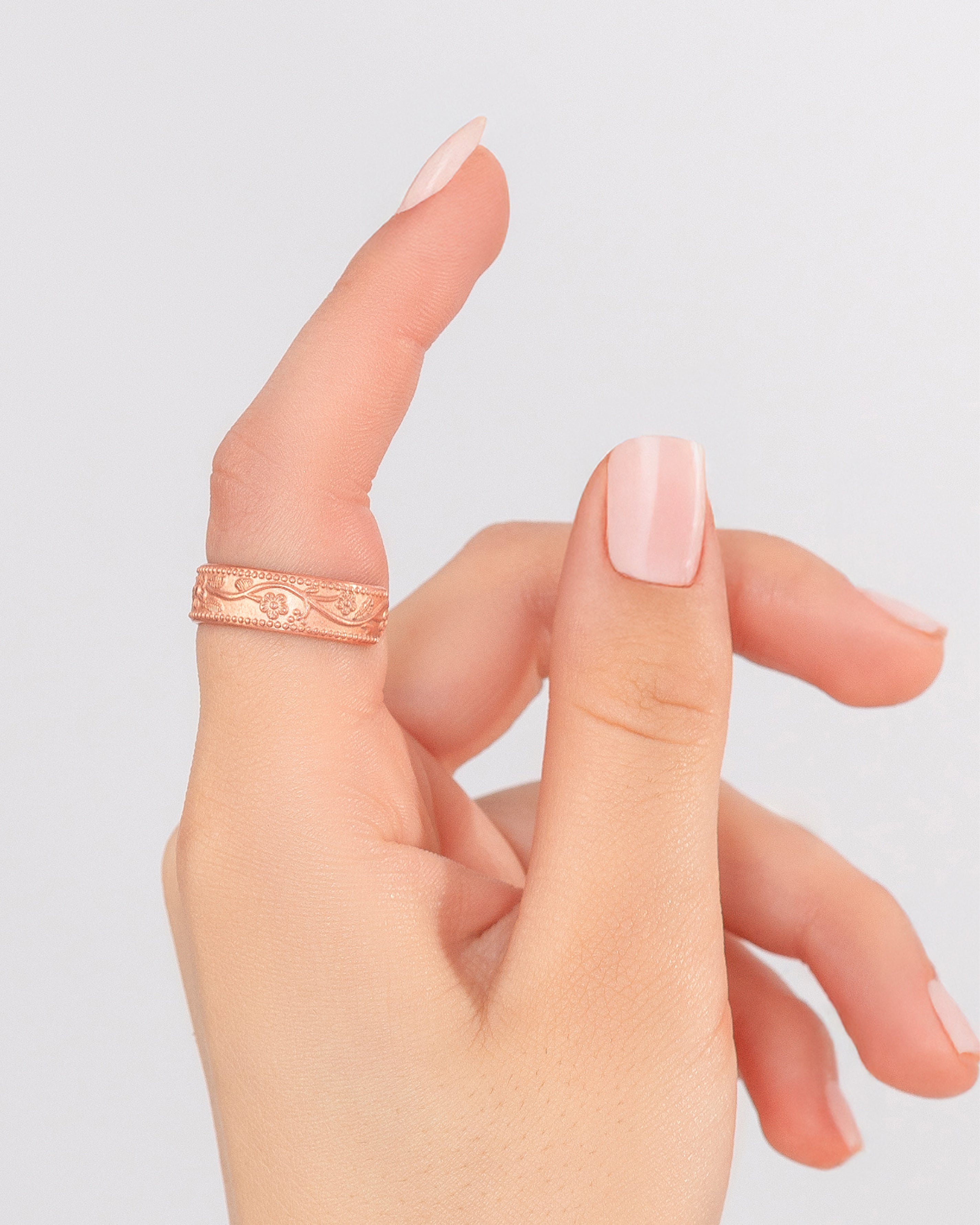 Pure Copper Rings Set – Floral (6mm)