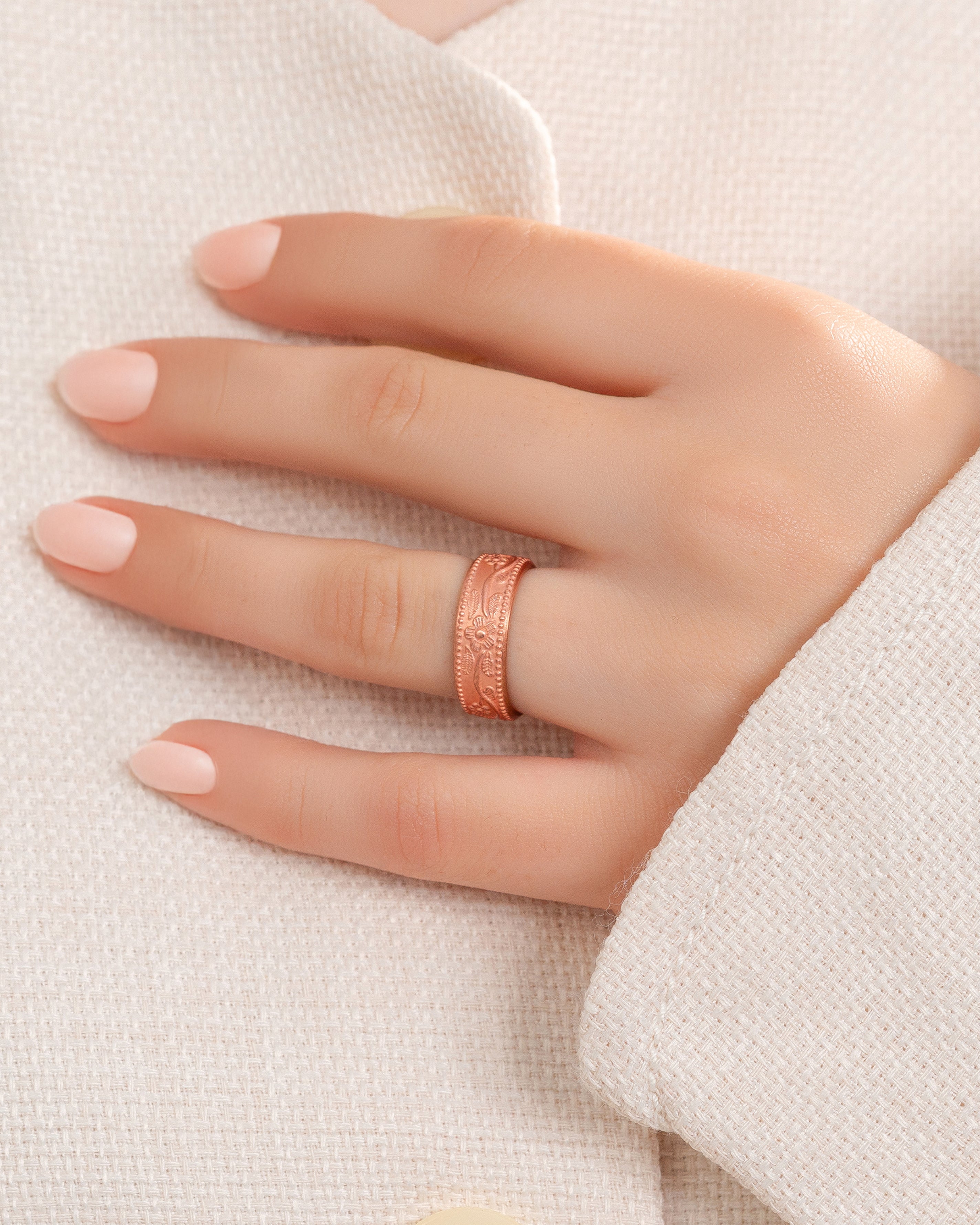 Pure Copper Rings Set – Floral (6mm)
