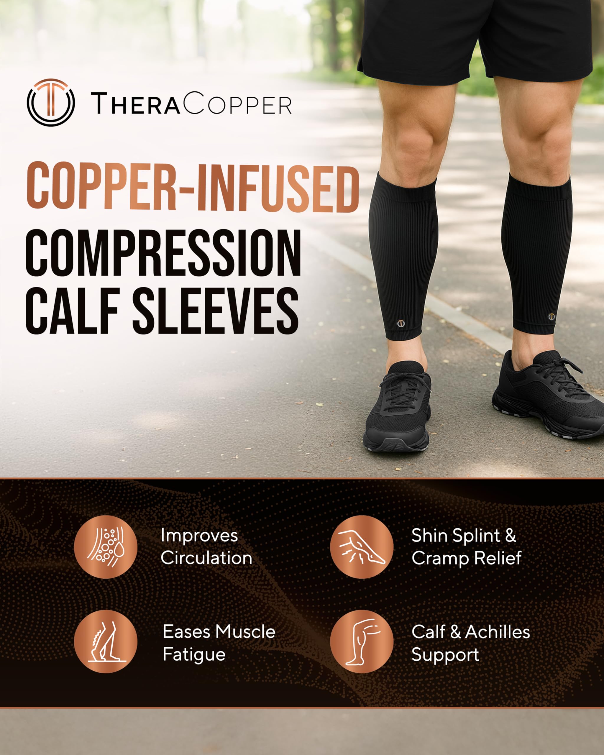 Copper Calf Compression Sleeves (2 Pack)