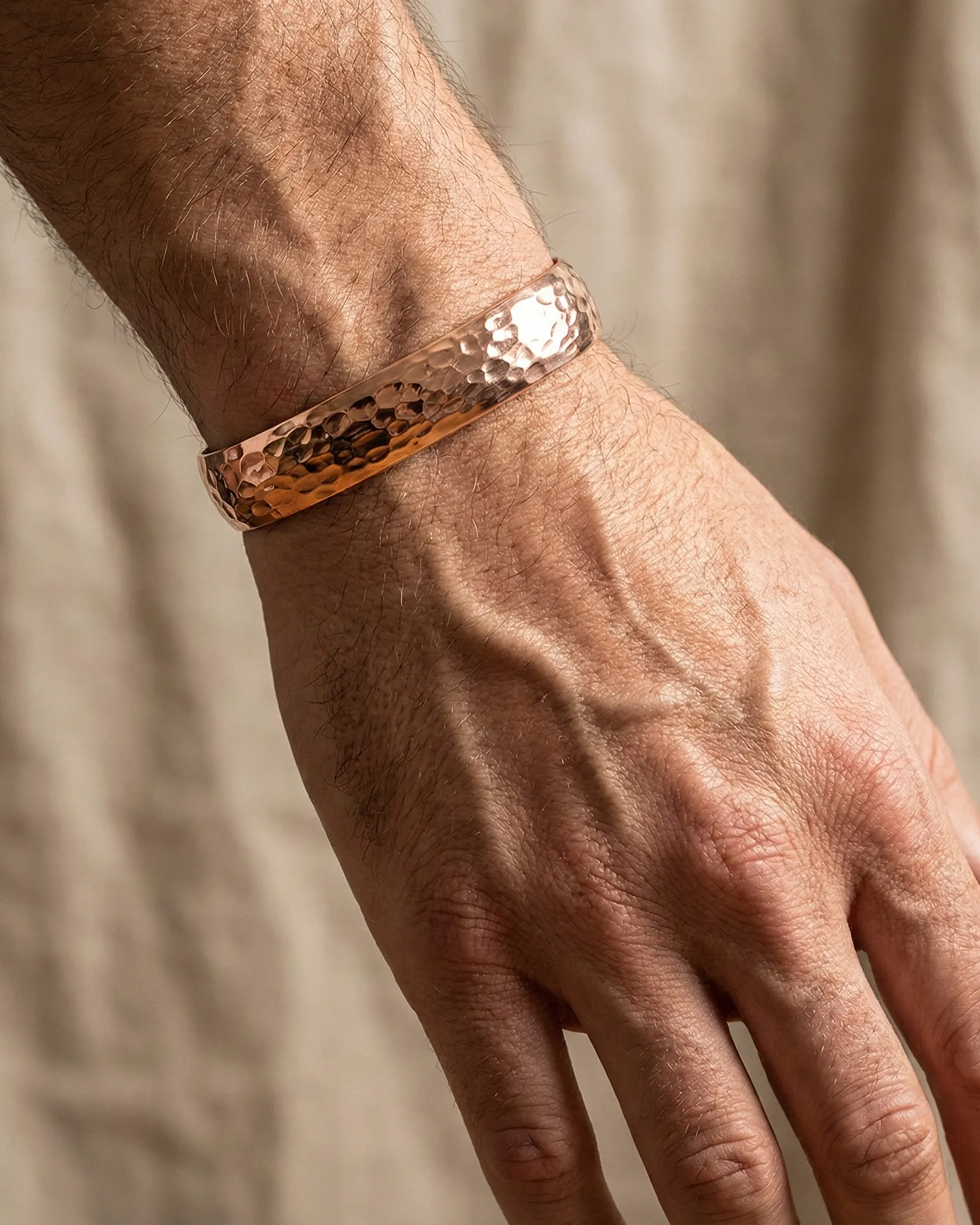 Pure Copper Cuff Bracelet Duo – Hammered & Timber