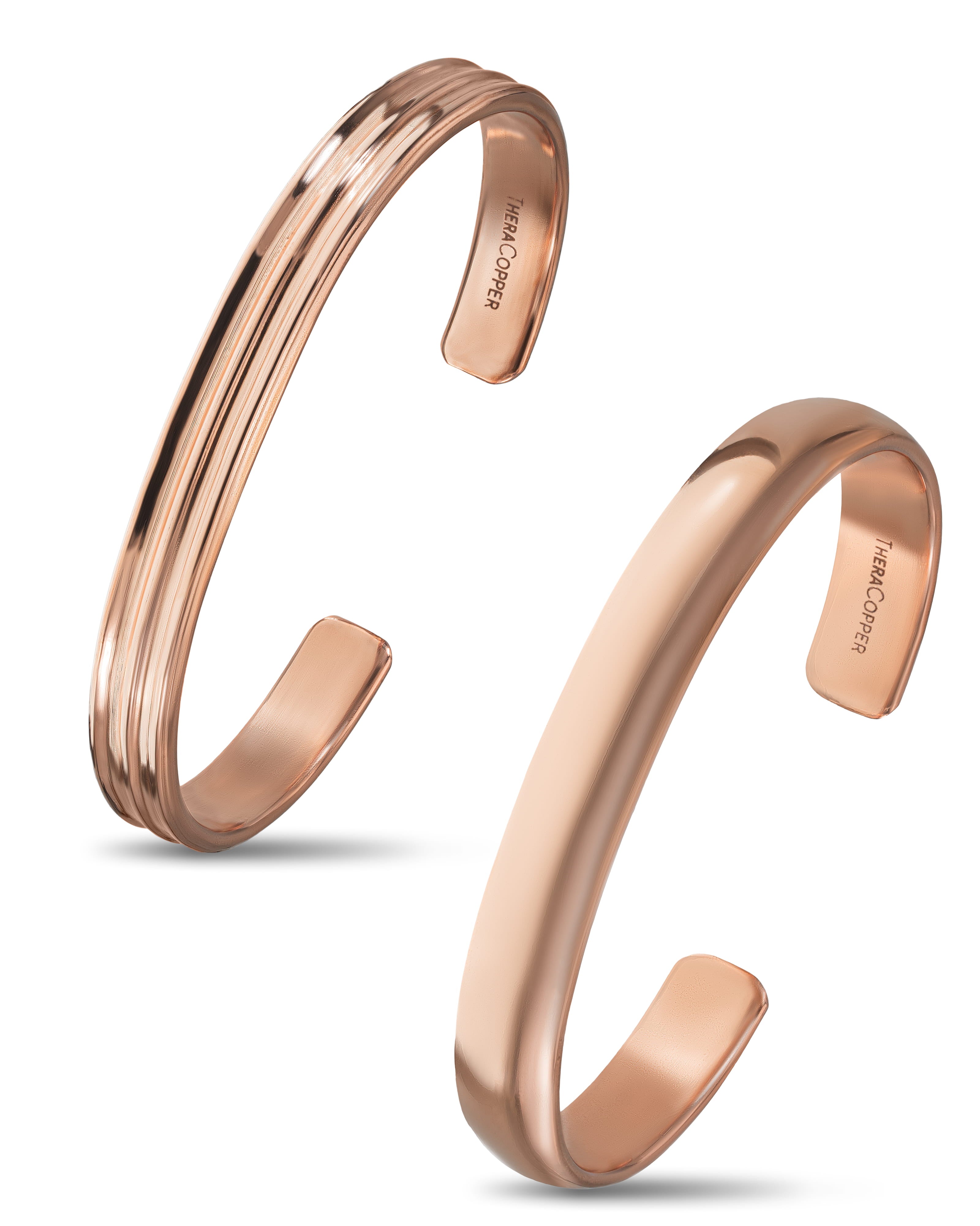 Pure Copper Cuff Bracelet Duo – Tier & Plain