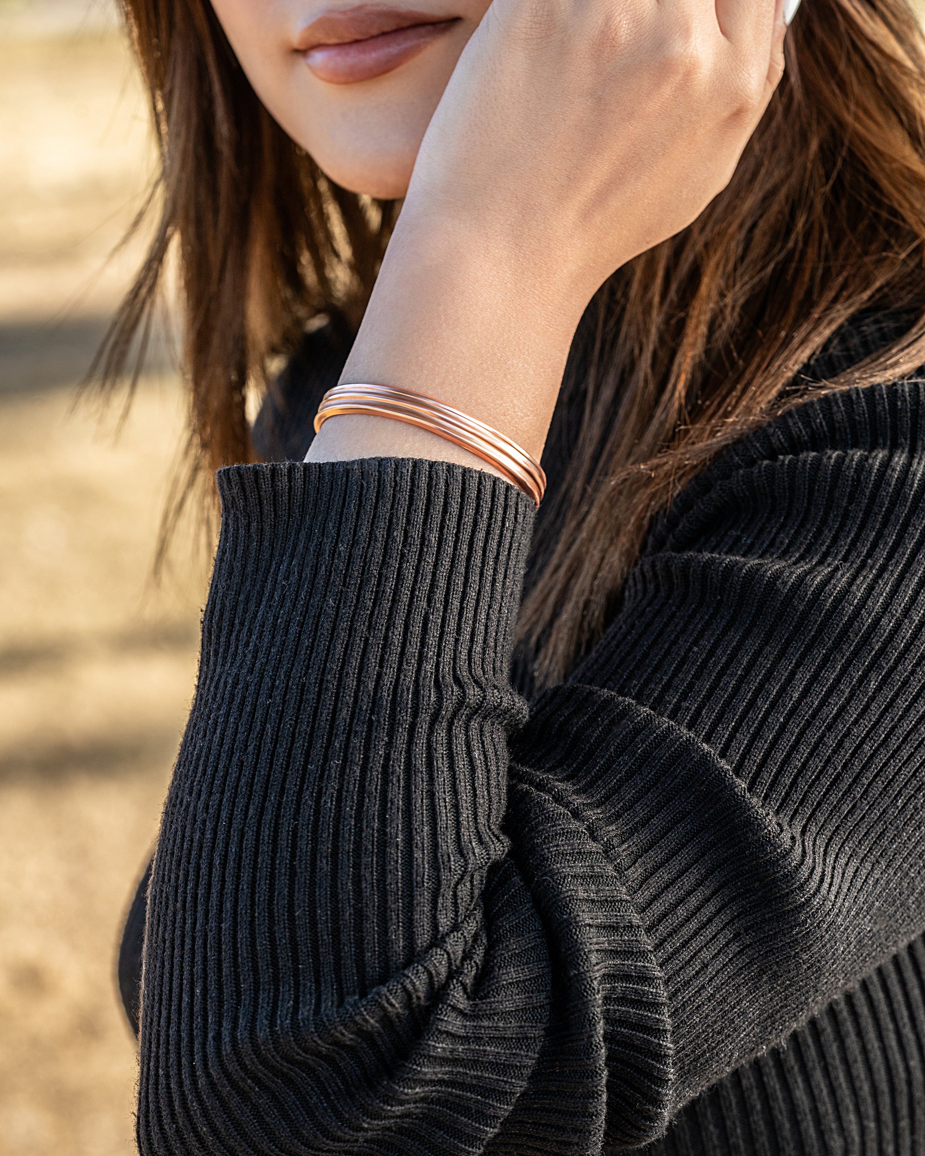 Pure Copper Cuff Bracelet Duo – Tier & Plain