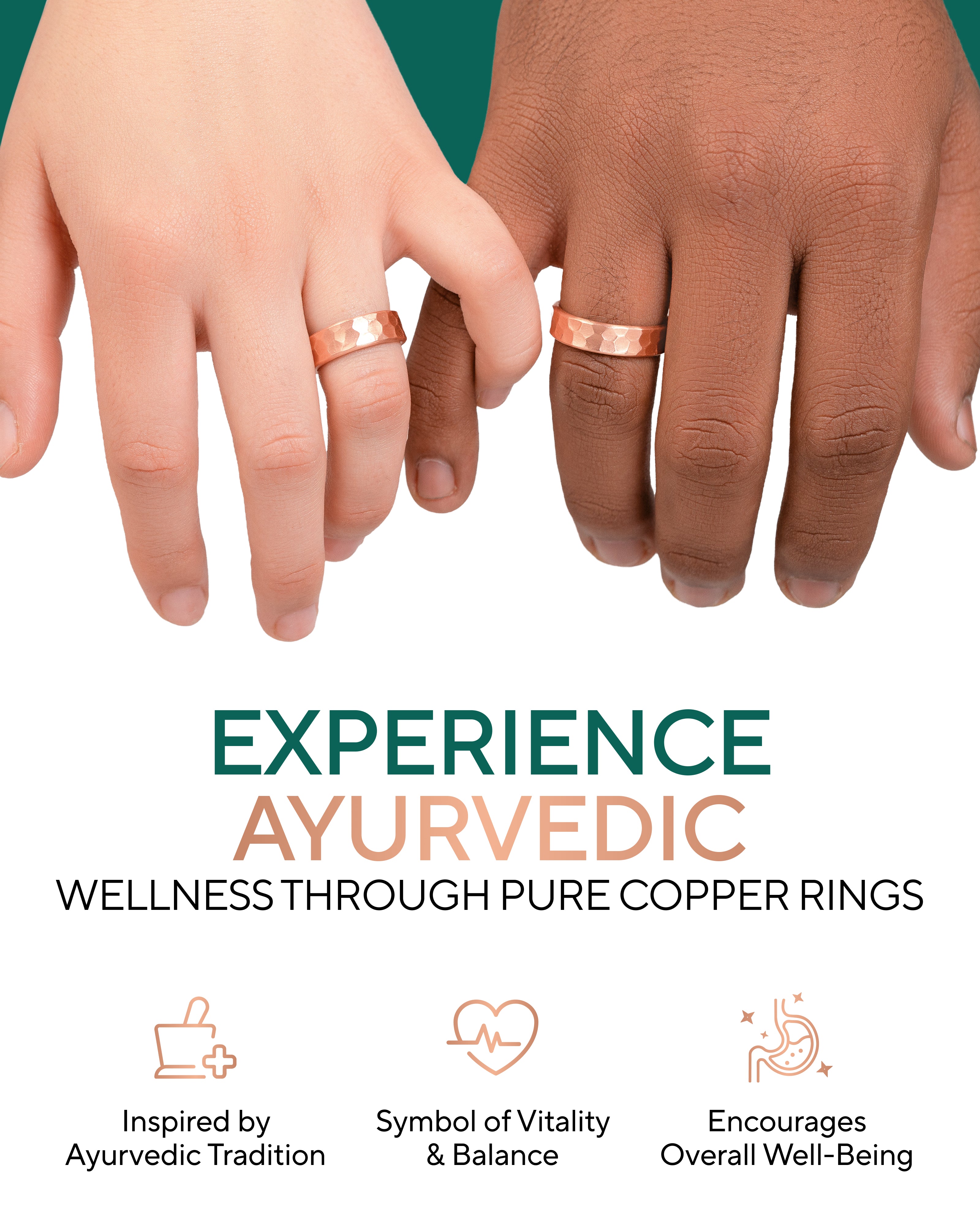 TheraCopper hammered pure copper ring - wellness