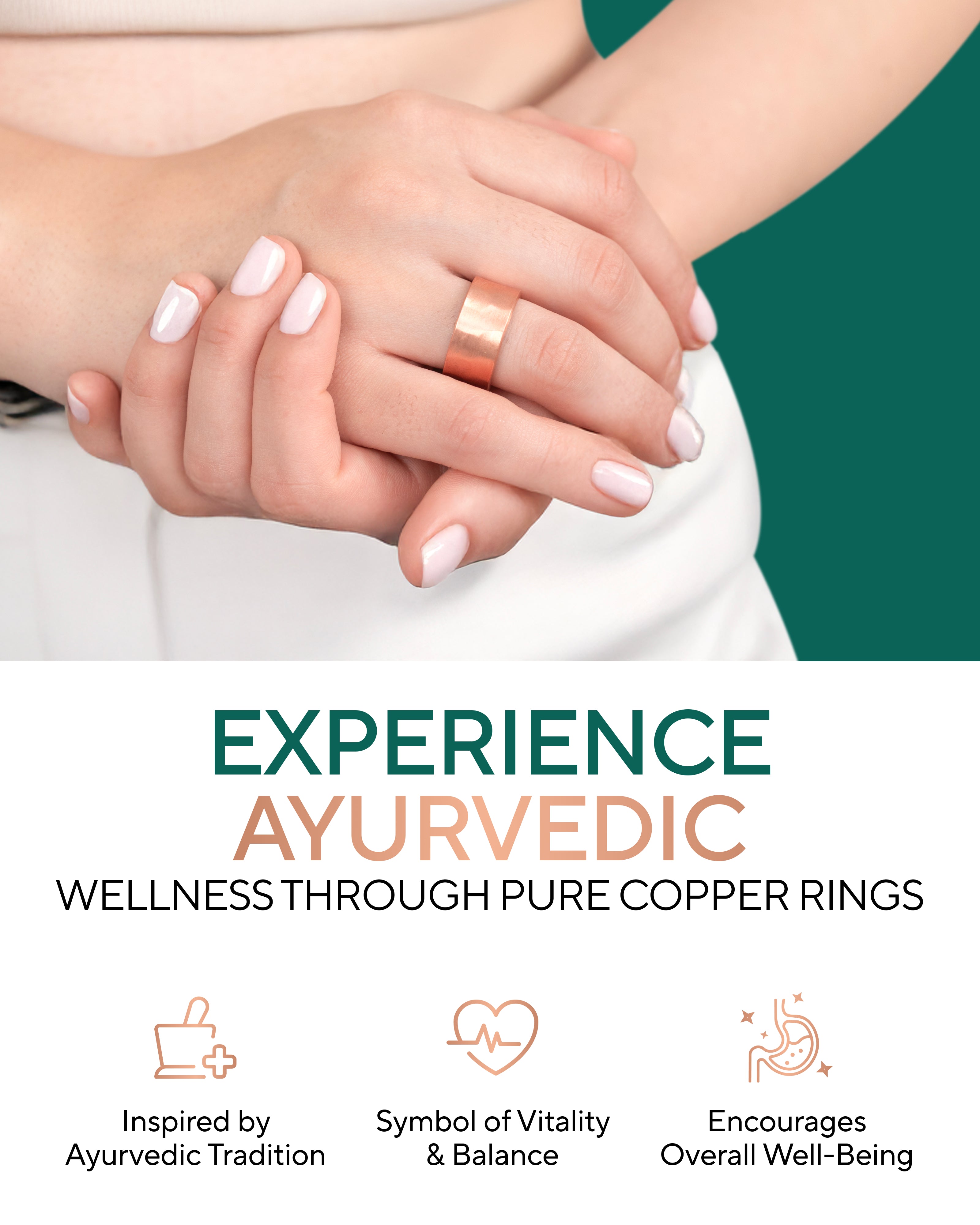 TheraCopper hammered pure copper ring 10mm