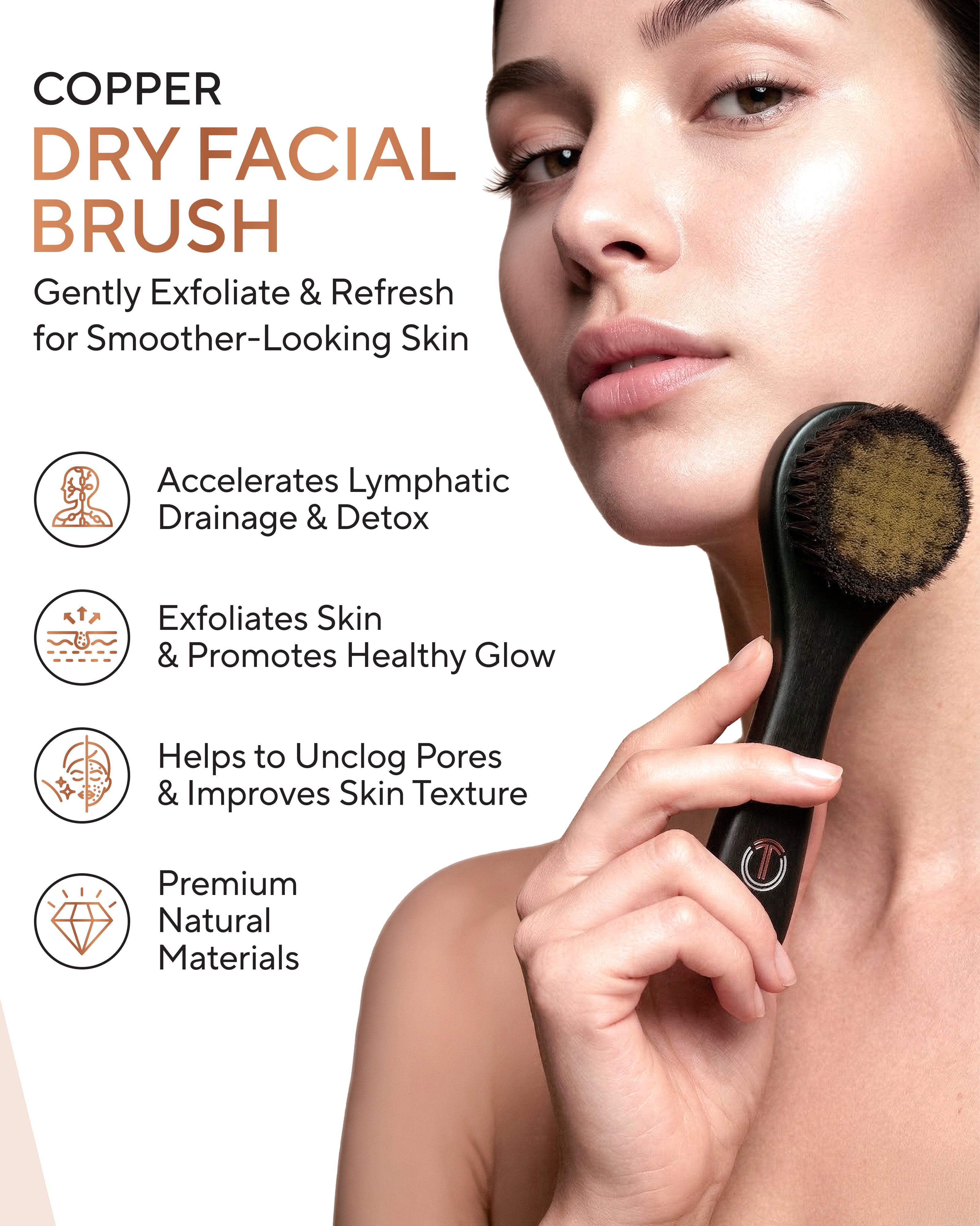Copper Dry Facial Brush