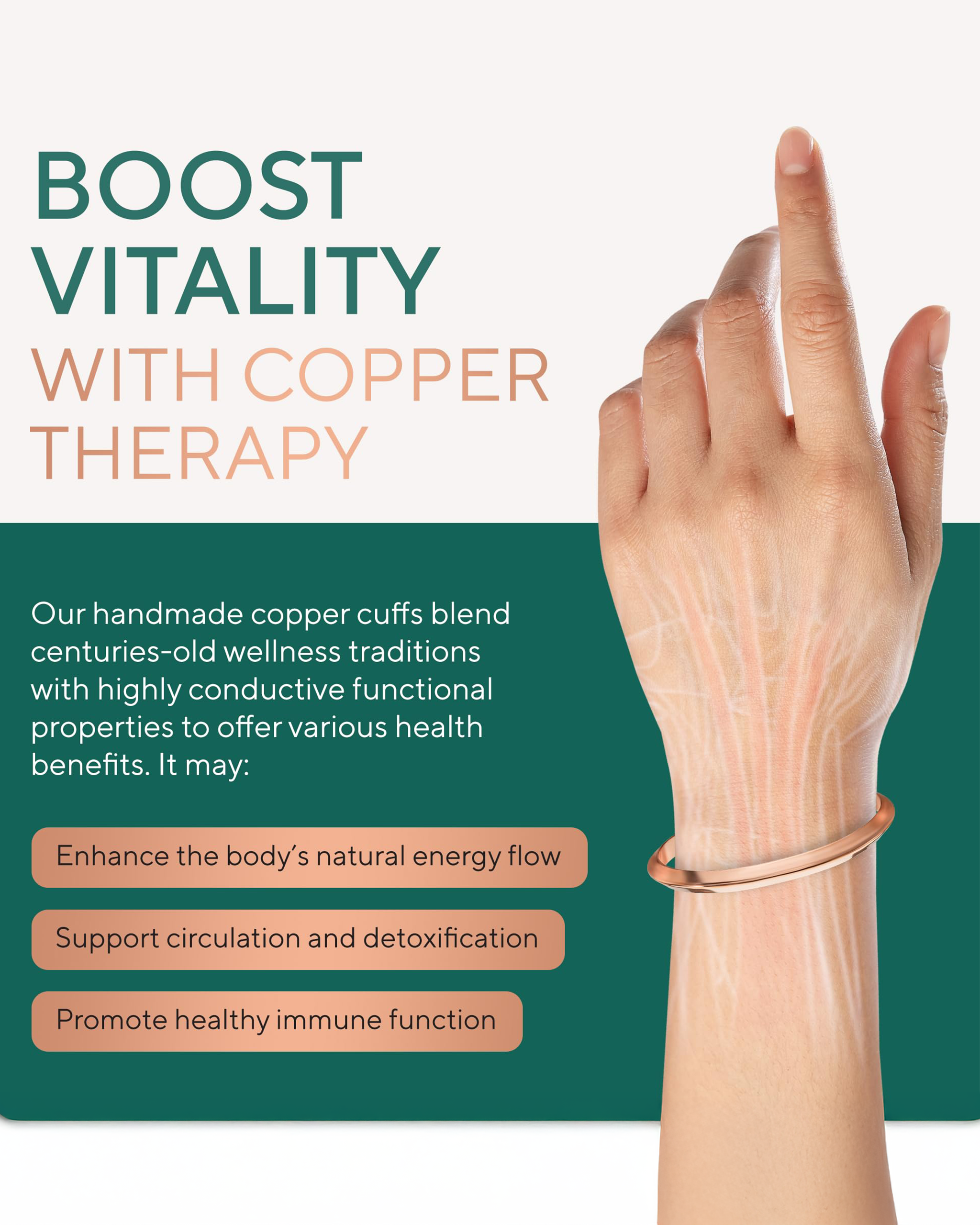 Pure Copper Cuff Bracelet – Prism