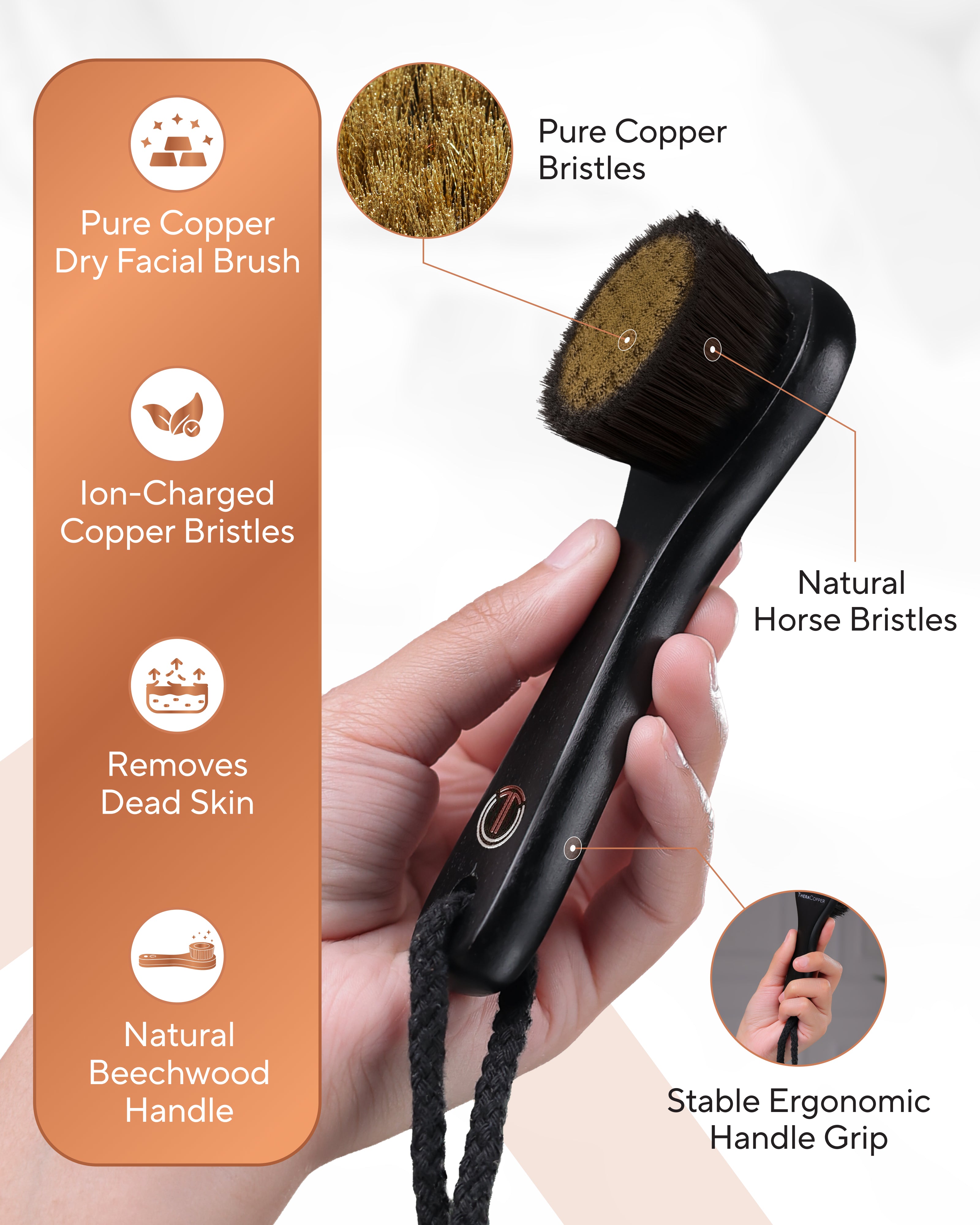 Copper Dry Facial Brush