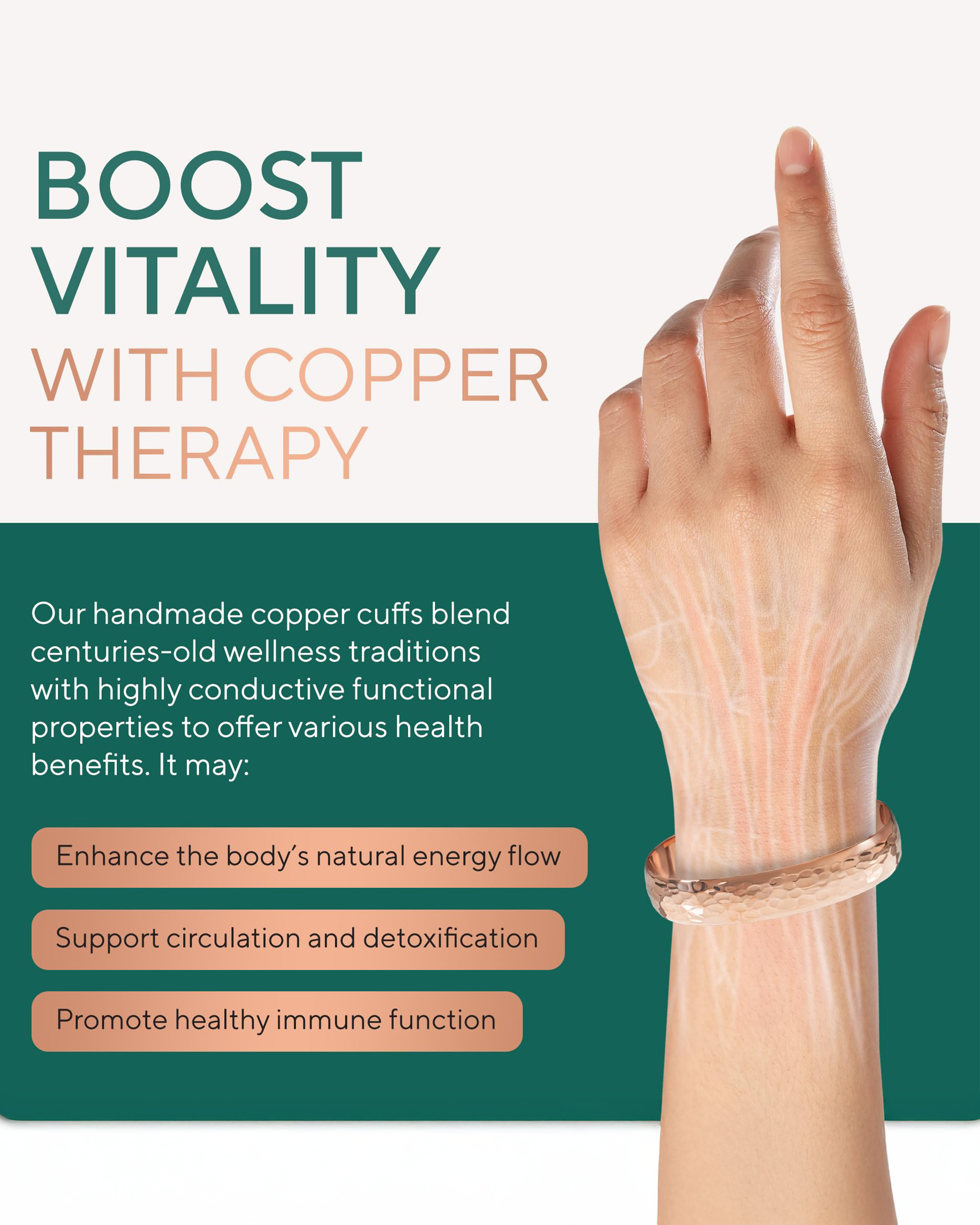 Pure Copper Cuff Bracelets – Hammered