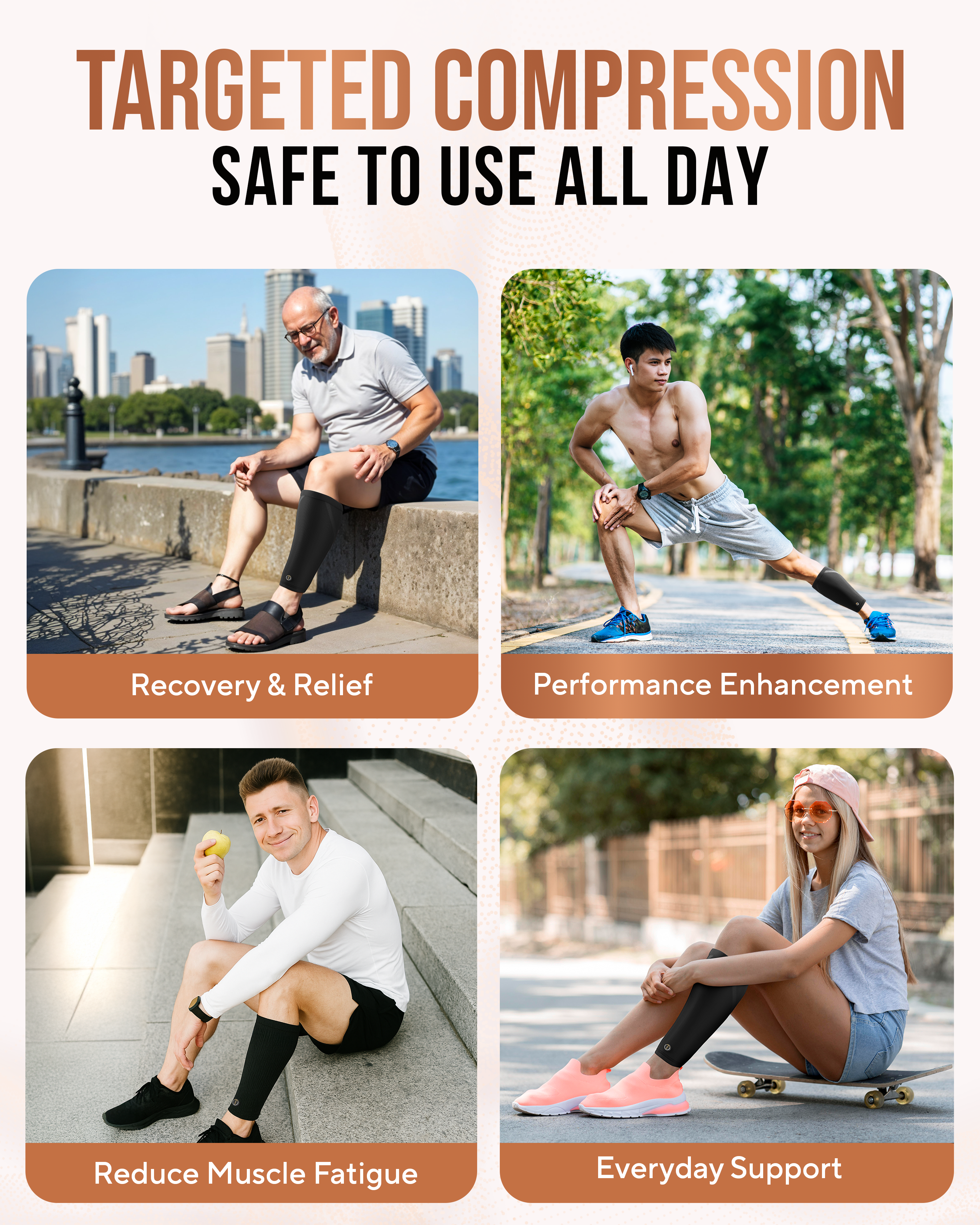 Copper Calf Compression Sleeves (2 Pack)