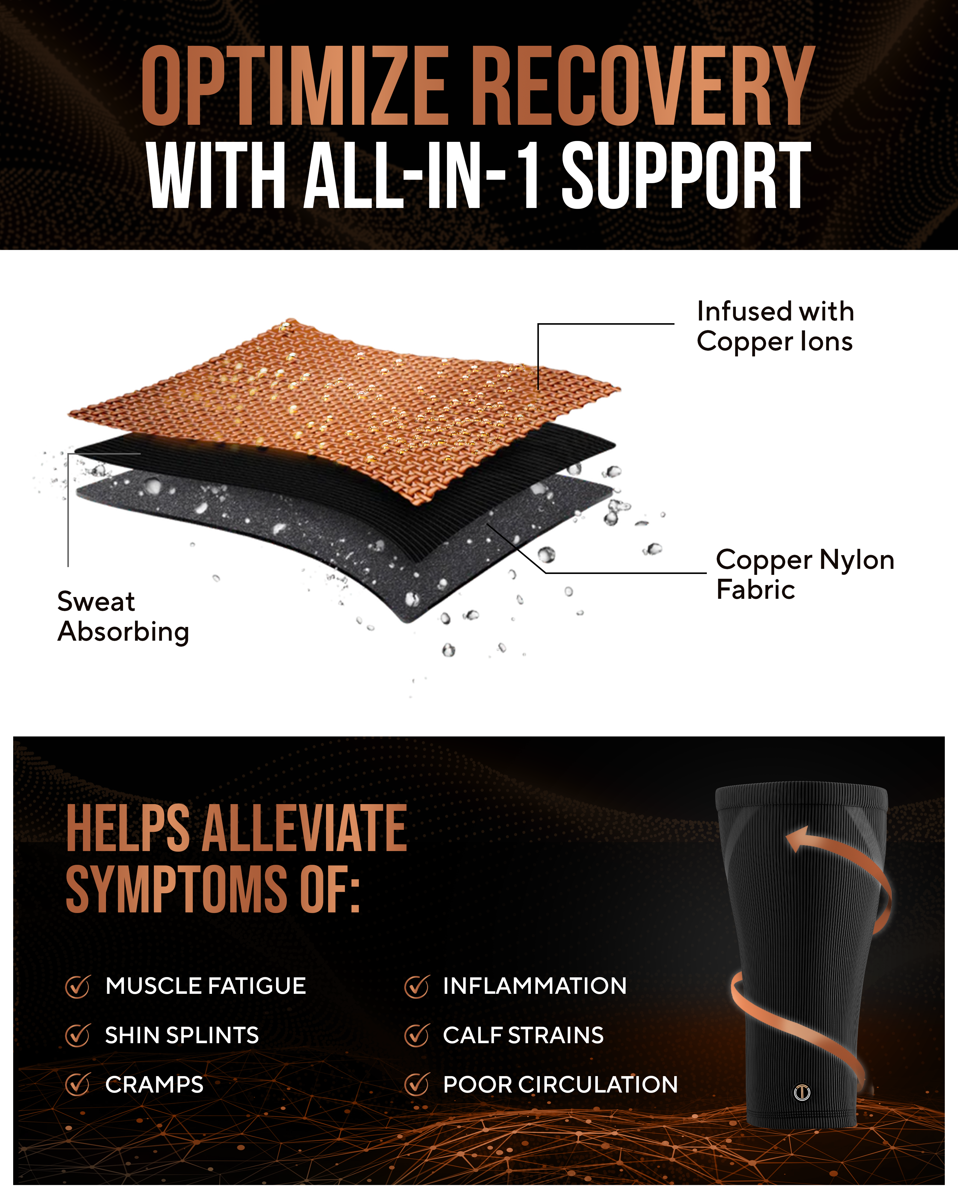 Copper Calf Compression Sleeves (2 Pack)