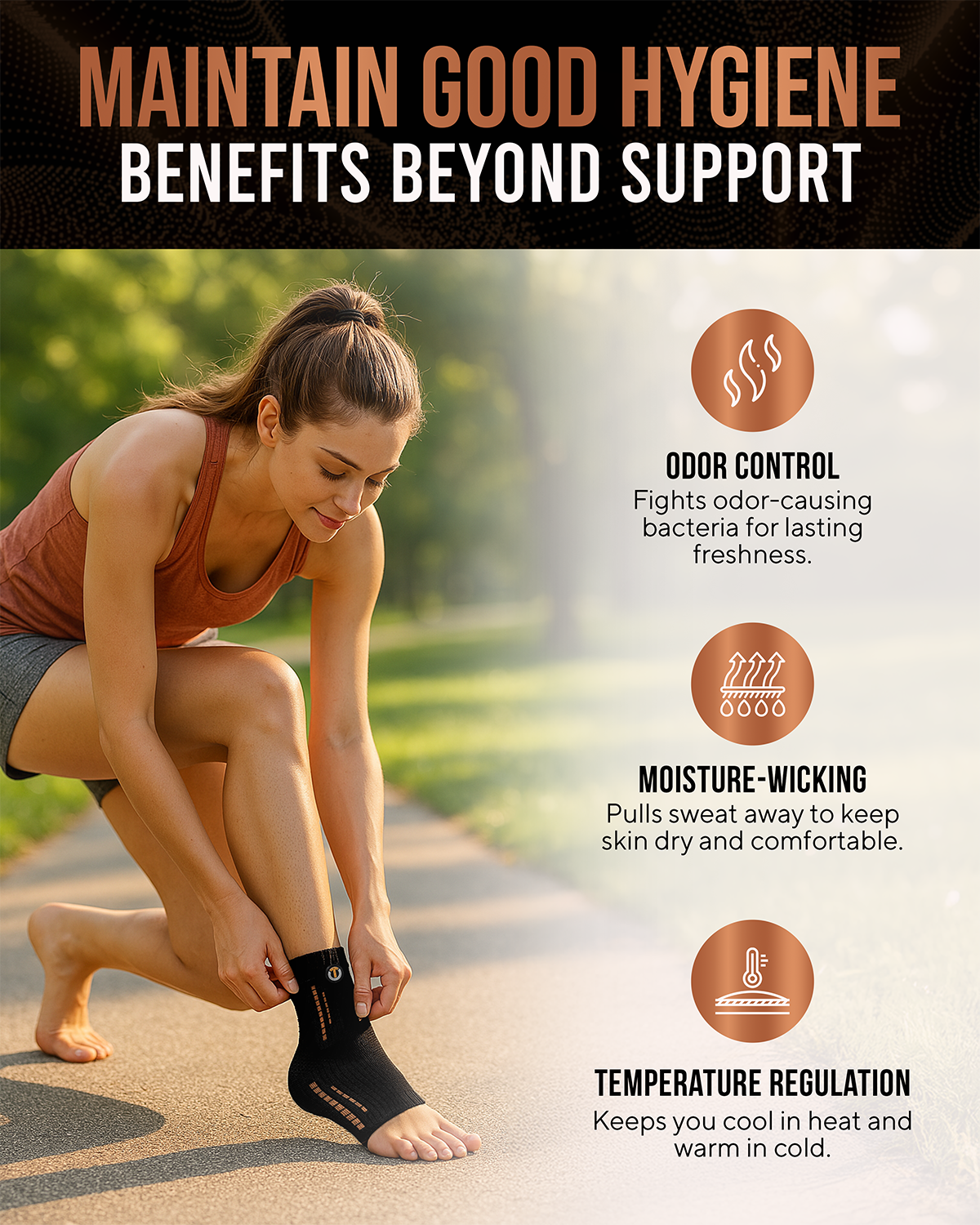 Copper Compression Ankle Brace Sleeves (2 Pack)