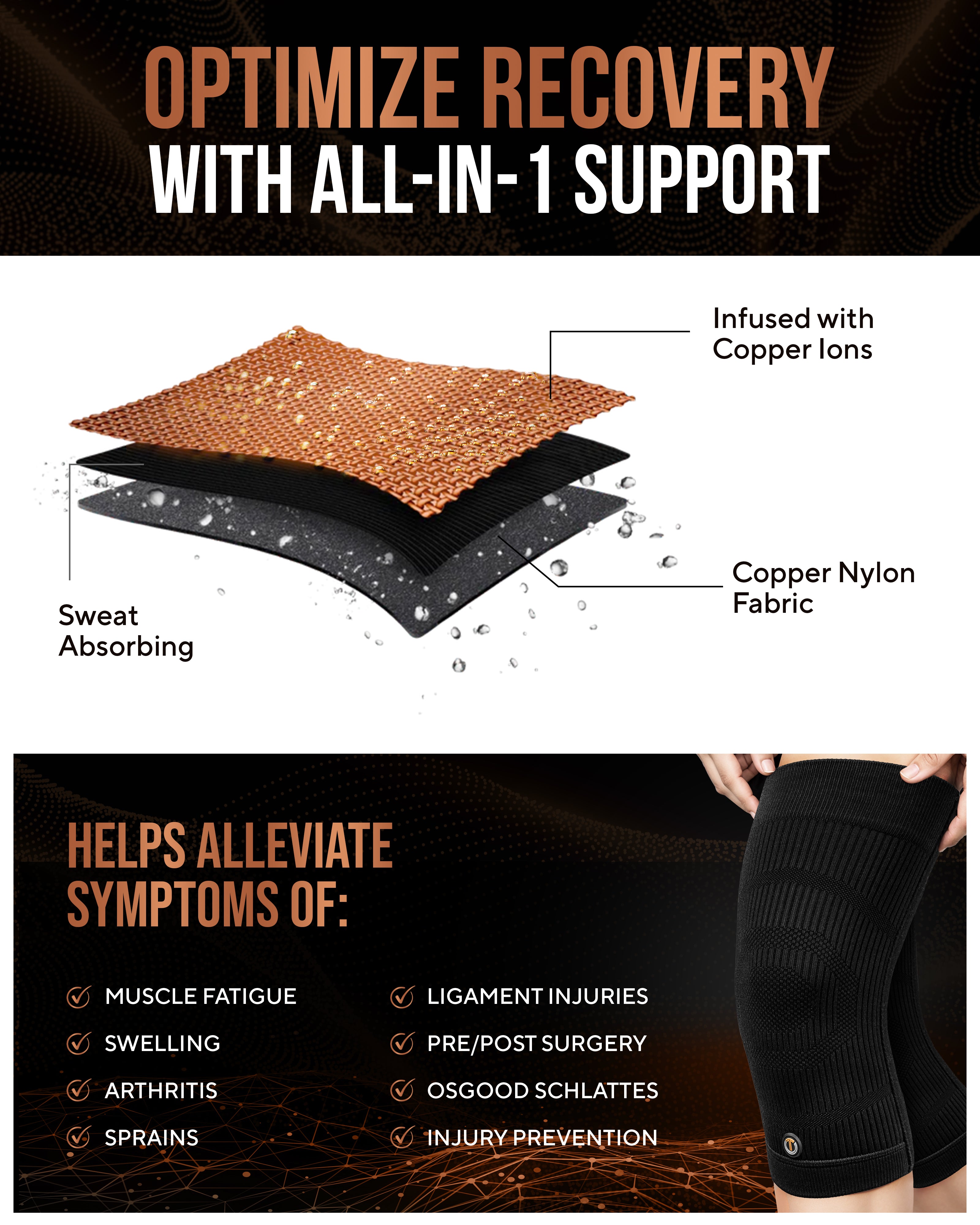 Copper Compression Knee Sleeves (2 Pack)
