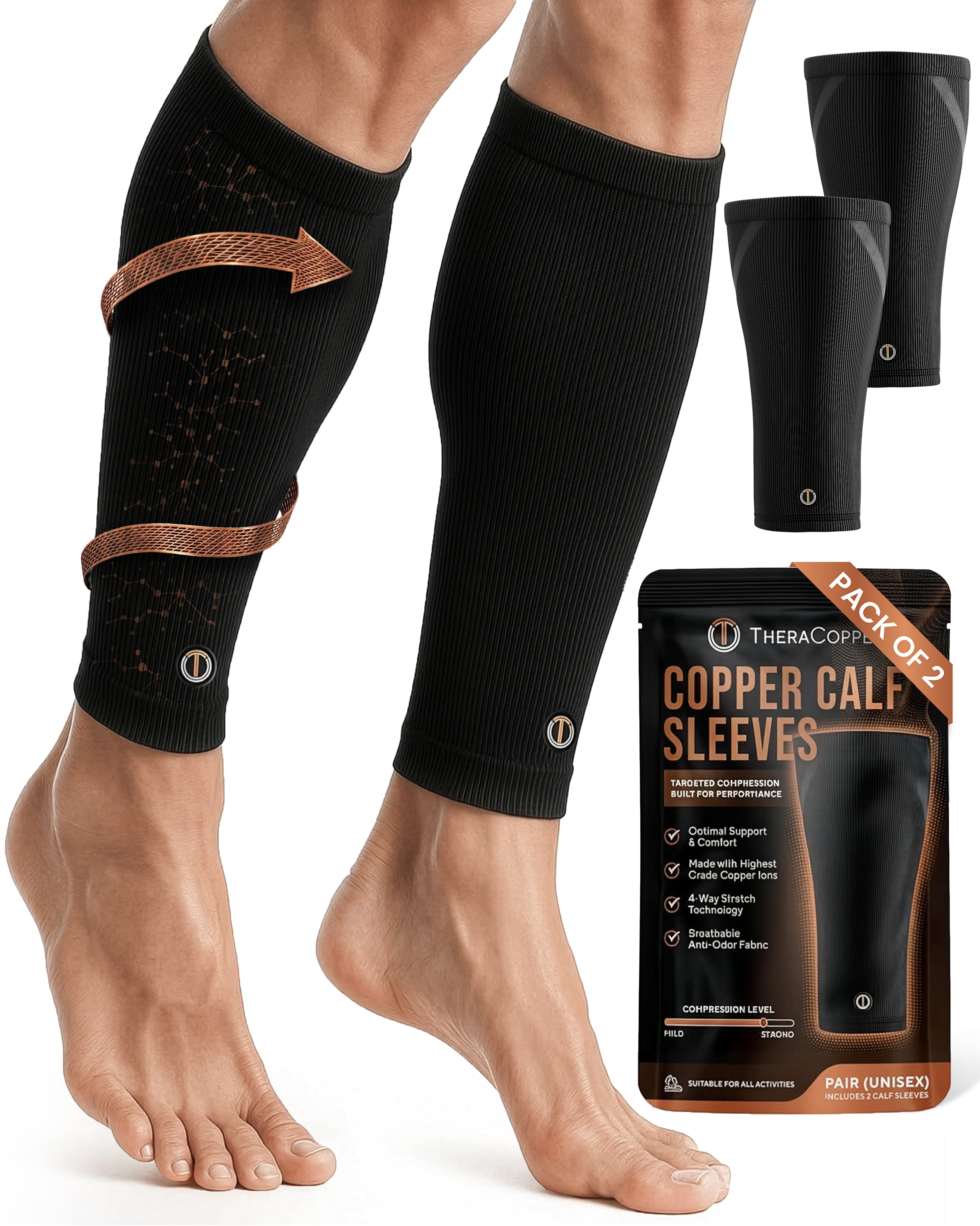 Copper Calf Compression Sleeves (2 Pack)