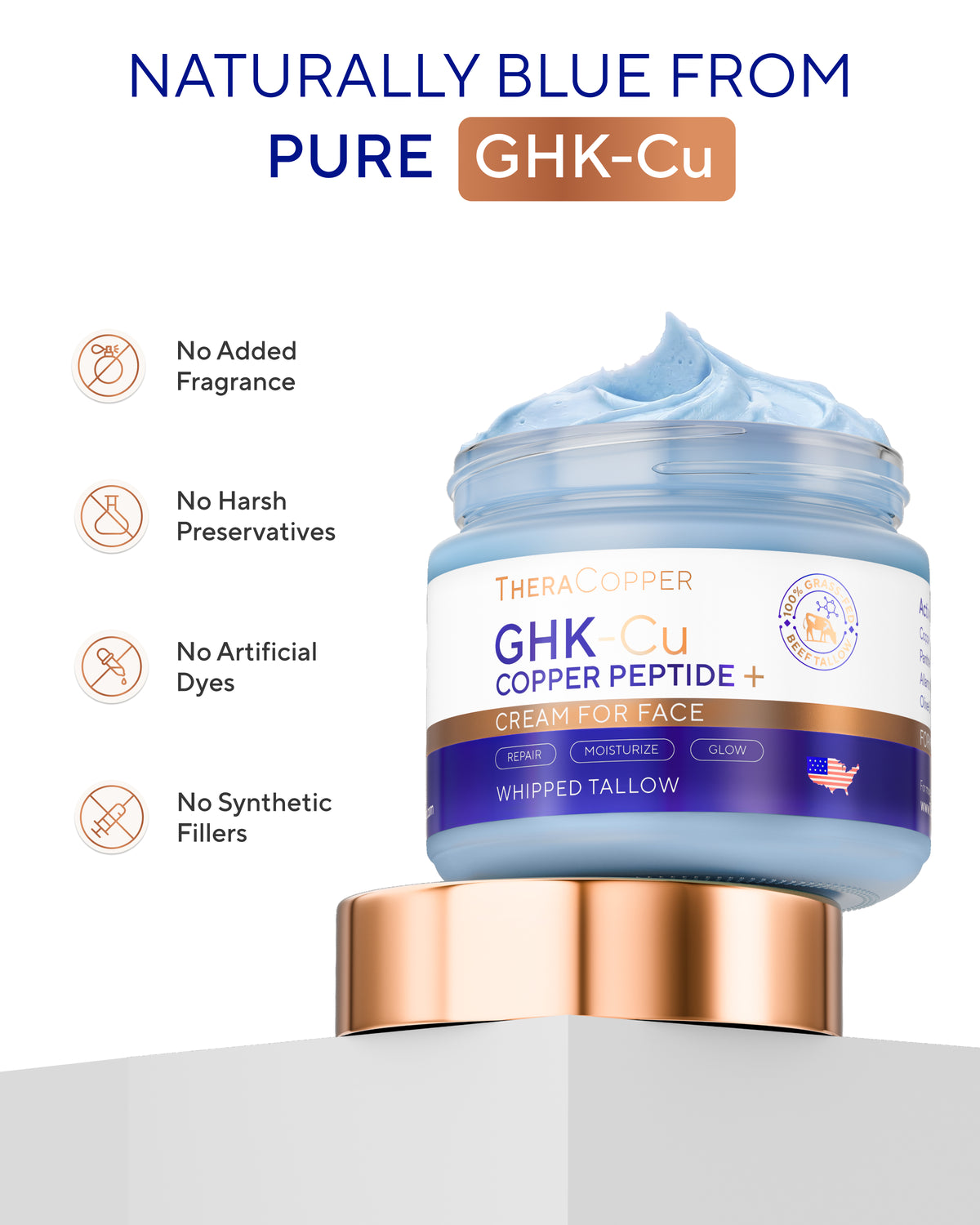 GHK-Cu Copper Peptide Face Cream (Beef Tallow Moisturizer)