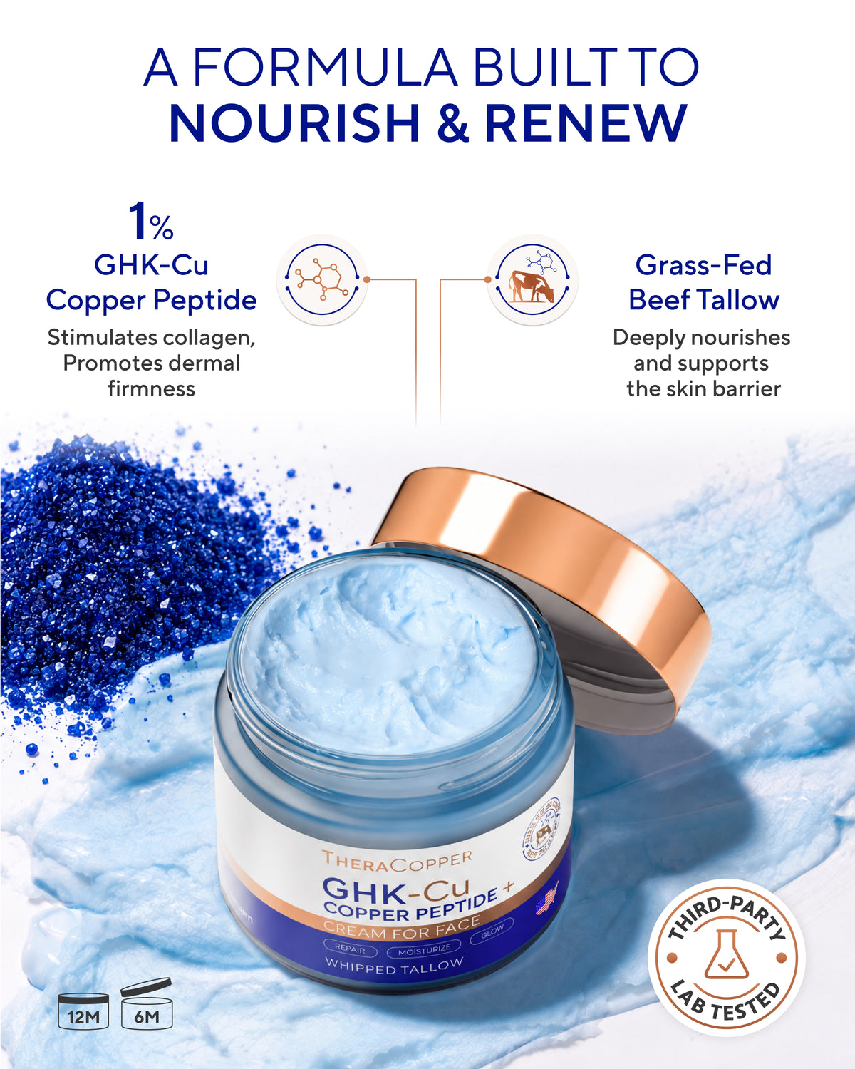 GHK-Cu Copper Peptide Face Cream (Beef Tallow Moisturizer)