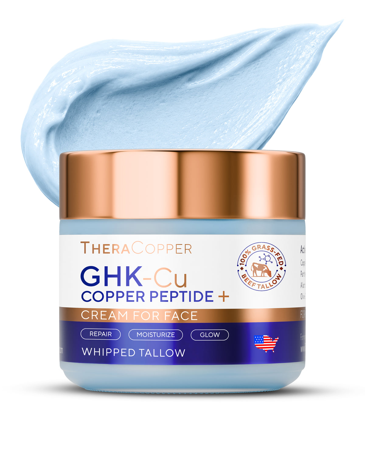 GHK-Cu Copper Peptide Face Cream (Beef Tallow Moisturizer)
